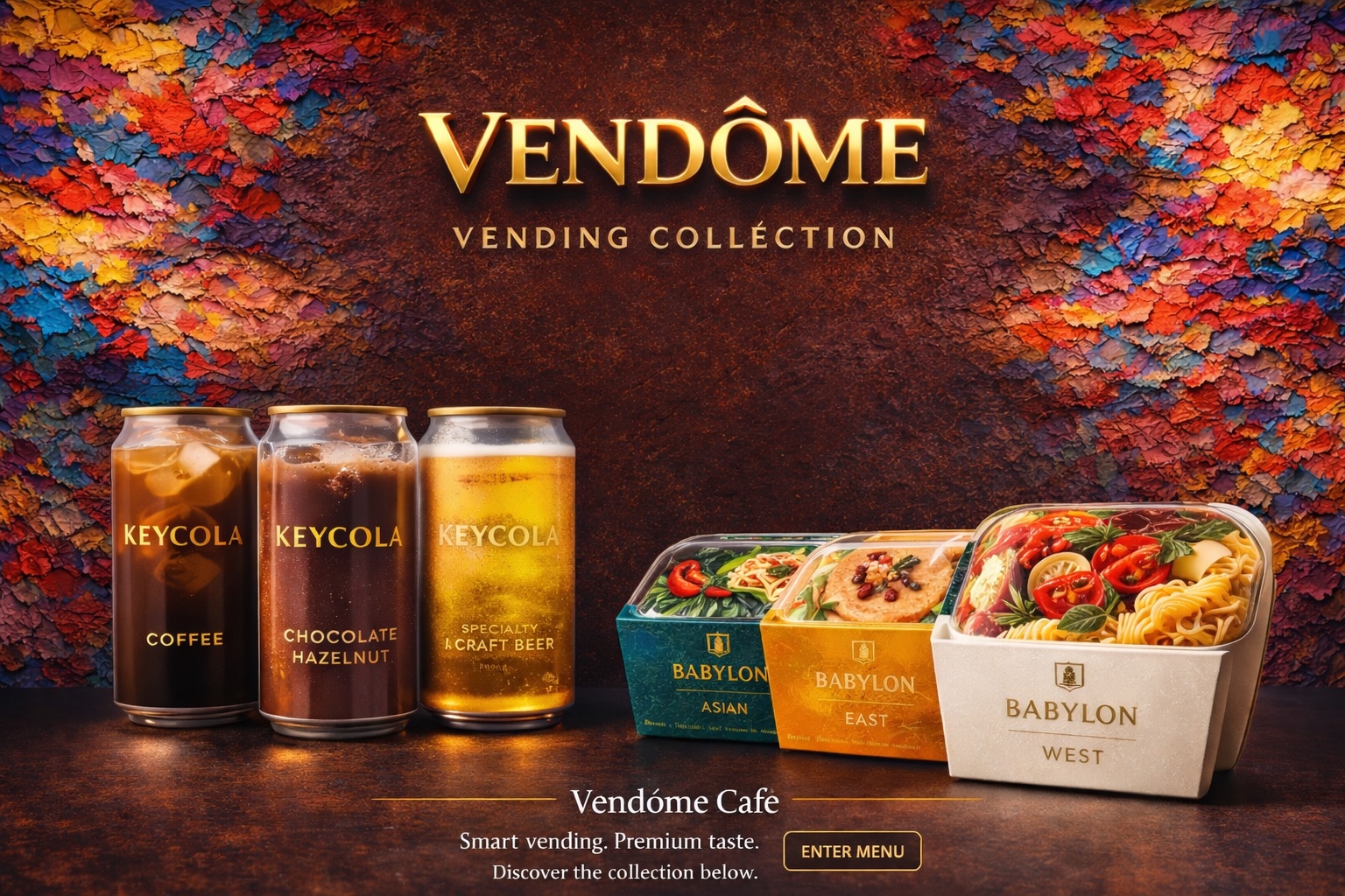 Vendôme collection: K-Cola drinks and Babylon meals